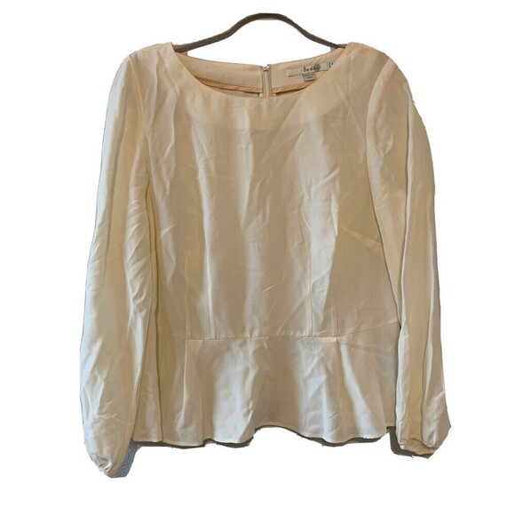 Boden Womens Size 8 Ivory Elegant Silk Blendpeplum Top Blouse - Picture 1 of 6